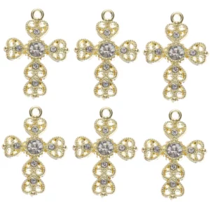 10pcs/lot Gold Plated Rhinestones Cross Charms Pendant DIY Earrings  Necklace for Jewelry Making Accessories