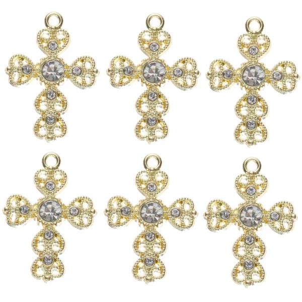 10pcs/lot Gold Plated Rhinestones Cross Charms Pendant DIY Earrings  Necklace for Jewelry Making Accessories