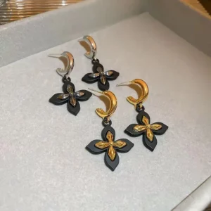 Gothic Large Cross Black Drill Jewel Earring Gold Color/ Silver Color Gothic Punk Jewellery Fashion Gorgeous Statement WomenGift