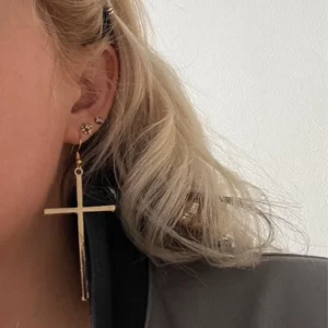 Ethnic Simple Big Cross Long Earrings for Women Gold Color Drop Earrings Jewelry Dropshipping Bijoux Ethnique Femmes